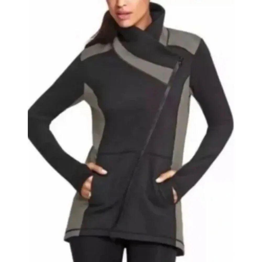 Cabi Women High Neck Asymmetrical Zip Front Jacket With Pockets Size S